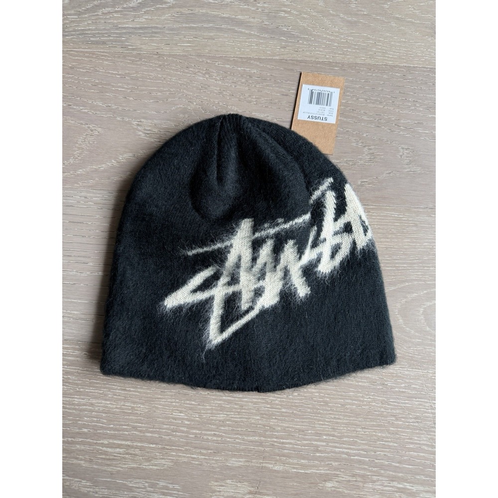 STUSSY BRUSHED OUT KNIT STOCK SKULLCAP BLACK BEANIE ONE SIZE ❤️✅ NEW SHIPS ASAP